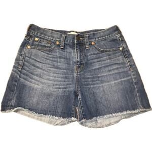 Madewell Perfect Vintage Cut Off Denim Jean Shorts Mid Rise Medium Wash 27